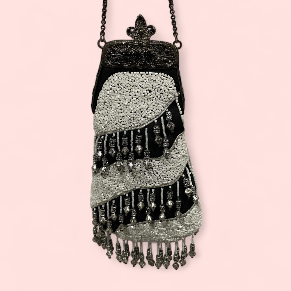 Stunning beaded teardrop bag tassels jewels fancy antique vintage